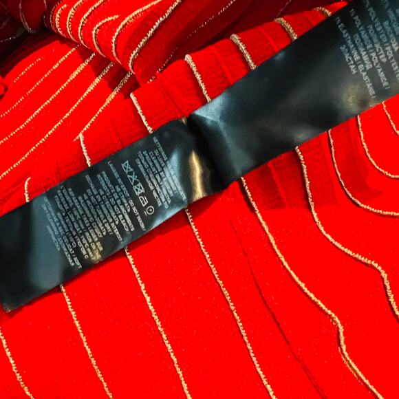 Balmain Paris Pleated Knit Dress Red Gold Cap Sleeve Mini Light DIY Luxury - 40 - Picture 15 of 15